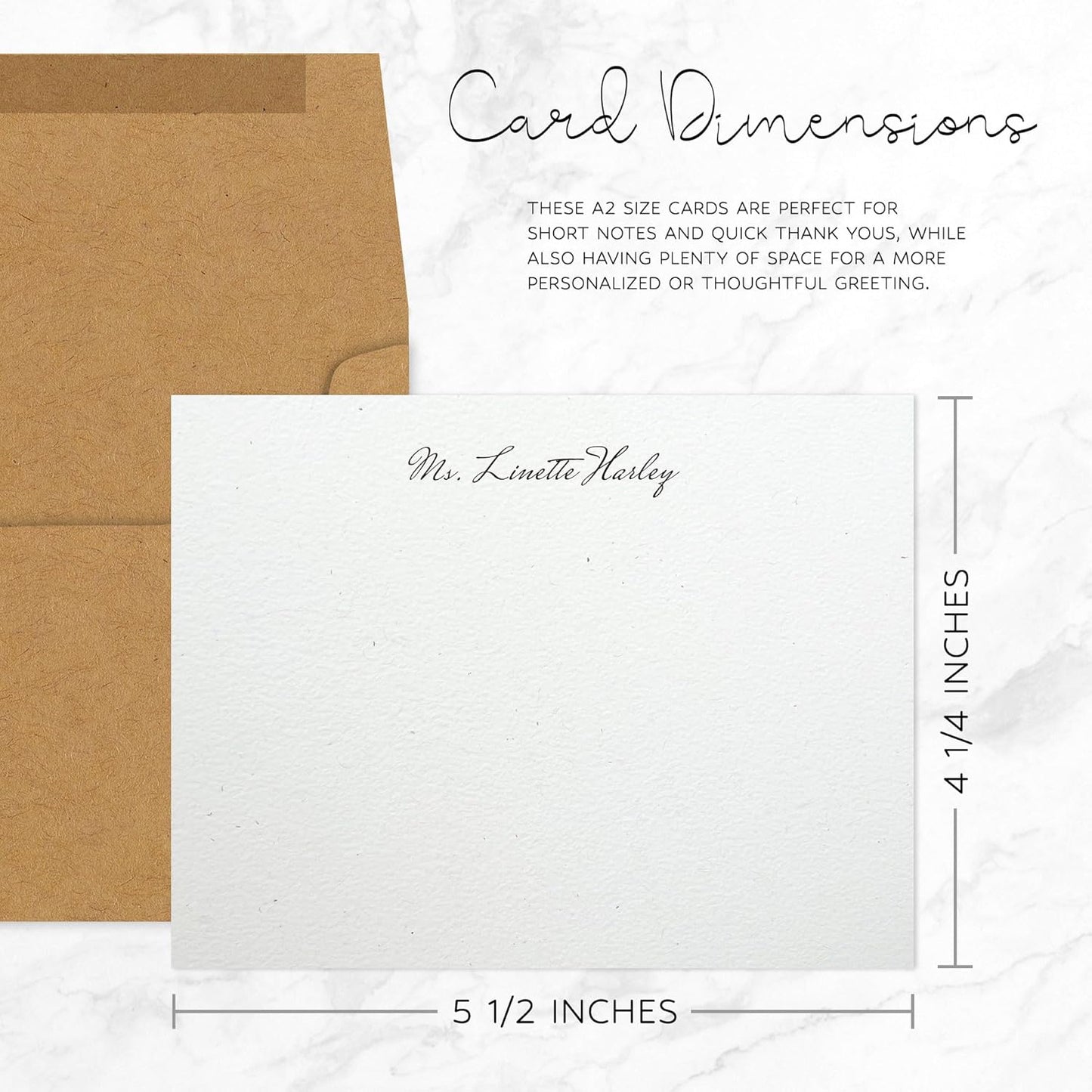 Personalized Note Cards – Custom Flat Stationery Set with Name – Personalized Thank You Cards – Elegant Personalized Stationery for Women (Linette Harley)