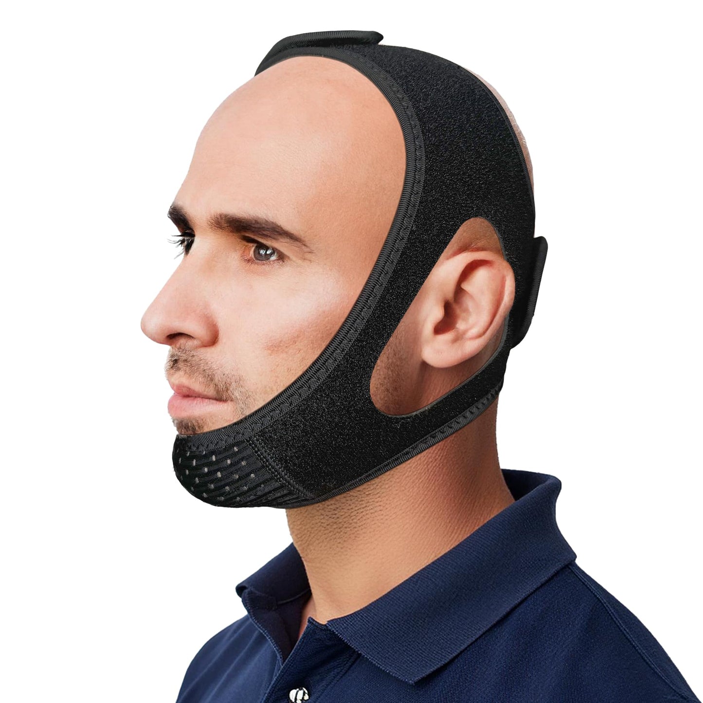 Chin Strap for CPAP Users | Comfortable Mouth Support to Encourage Closed Mouth Positioning Nasal Breathing for Men and Women Who Breathe Through The Mouth During Sleep by PIDOTI (Black, S-M)