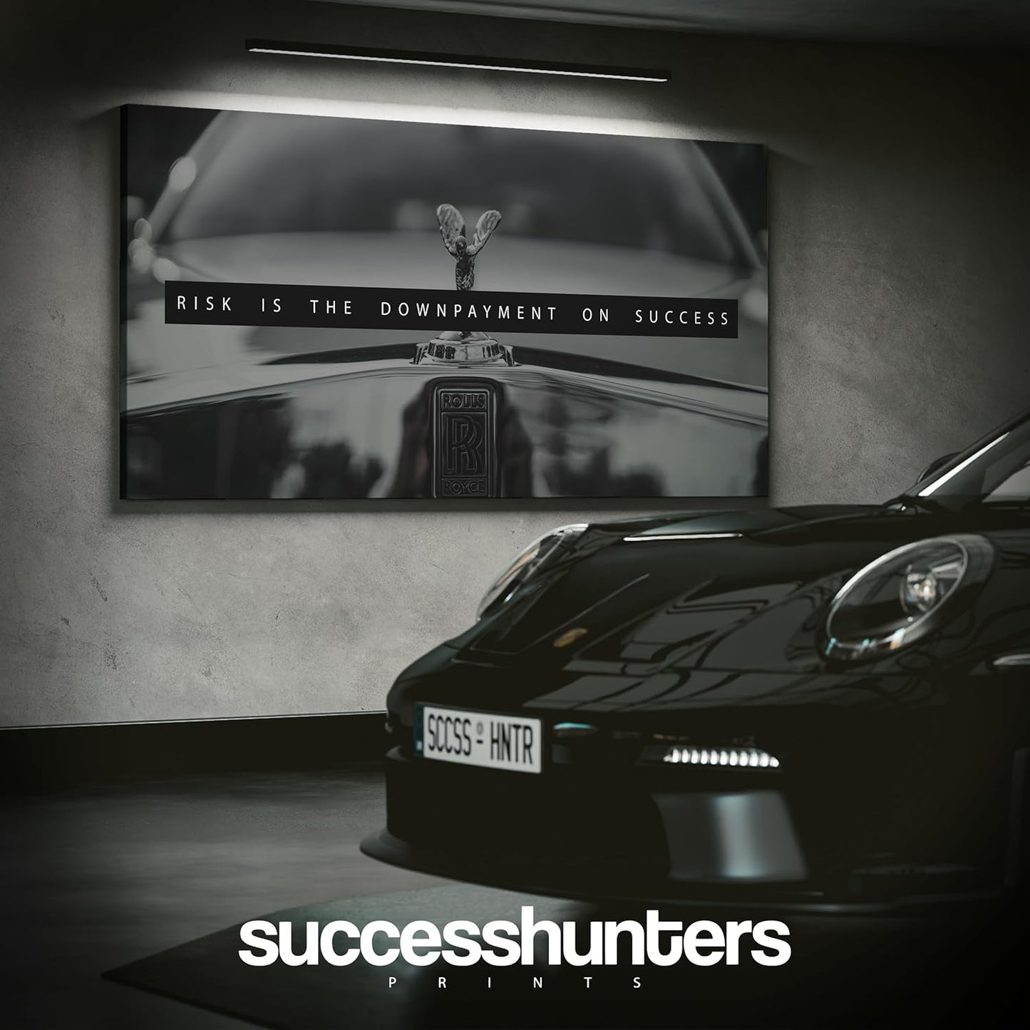 Motivational Wall Art for Office, Super Car Art Canvas, Inspirational Automotive Decor for Rolls Royce Sportscar Lovers, Motivational Wall Decor for Office and Home, Inspiring Car Poster (8 x 8 in)