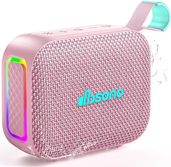 Portable Bluetooth Speaker Waterproof Wireless: IPX5 HD Sound Up to 24H Playtime, Birthday White Elephant Stocking Stuffers for Adults Teens Women Men, Cool Electronics for Outdoor Travel-Pink