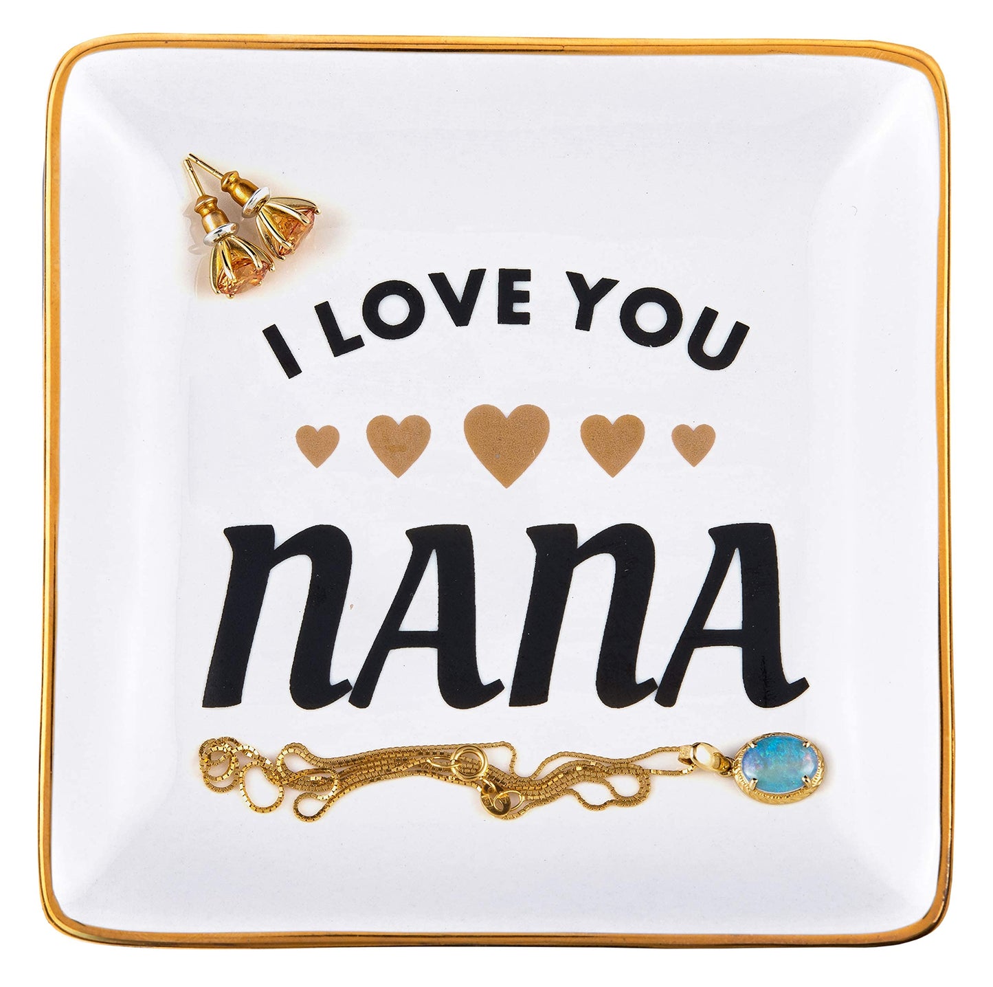 RELISSA Gifts for Grandma - Jewelry Tray Trinket Dish, I Love You Nana Valentine & Mother's Day Gift