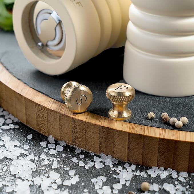 BILL.F Salt and Pepper Grinder Wooden Pepper Mill Grinder White Salt Pepper Shakers Set of 2 with Adjustable Ceramic Rotor- 7 Inch