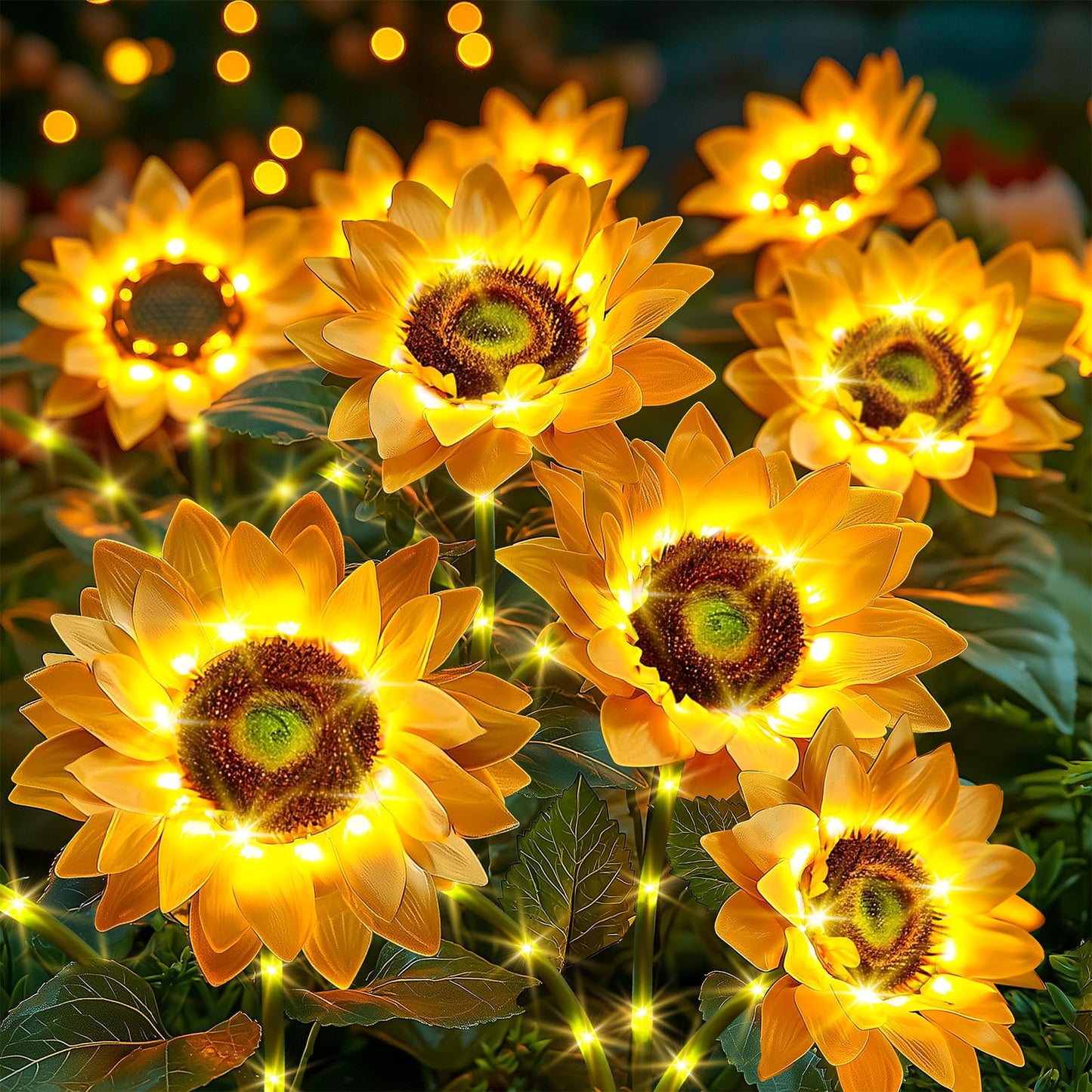 Sunflower Solar Lights Garden Decor: 10-Pack Artificial Led Solar Flower Lights Christmas Outdoor Decorations- Waterproof Decorative Light For Patio Yard Pathway Walkway - Xmas Gifts For Women Mom