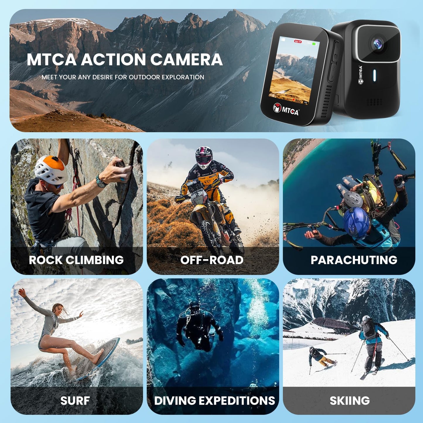 asika 4K Ultra HD Action Camera with Touch Screen-Waterproof Sports Camera,6-Axis Gyro Stabilization,145° Wide-Angle,Loop Recording for Vlogging,Cycling,Motorcycle(Supports Time-Lapse/Pre-Record)