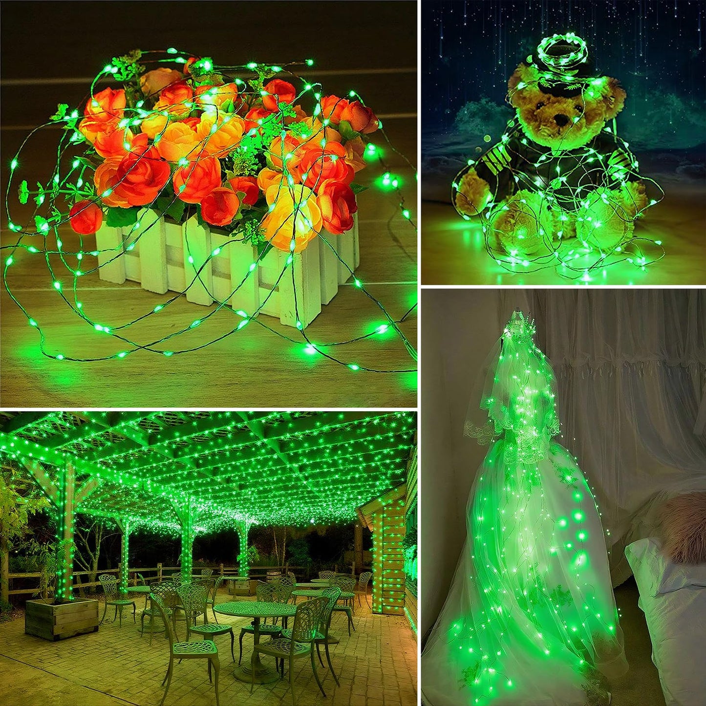 Solar String Lights Outdoor Waterproof 2 Pack Total 66Ft 200Led 8 Modes Twinkle Lights Solar Fairy Lights For Patio  Garden Yard Party Wedding Tree Christmas Halloween Decoration  Green