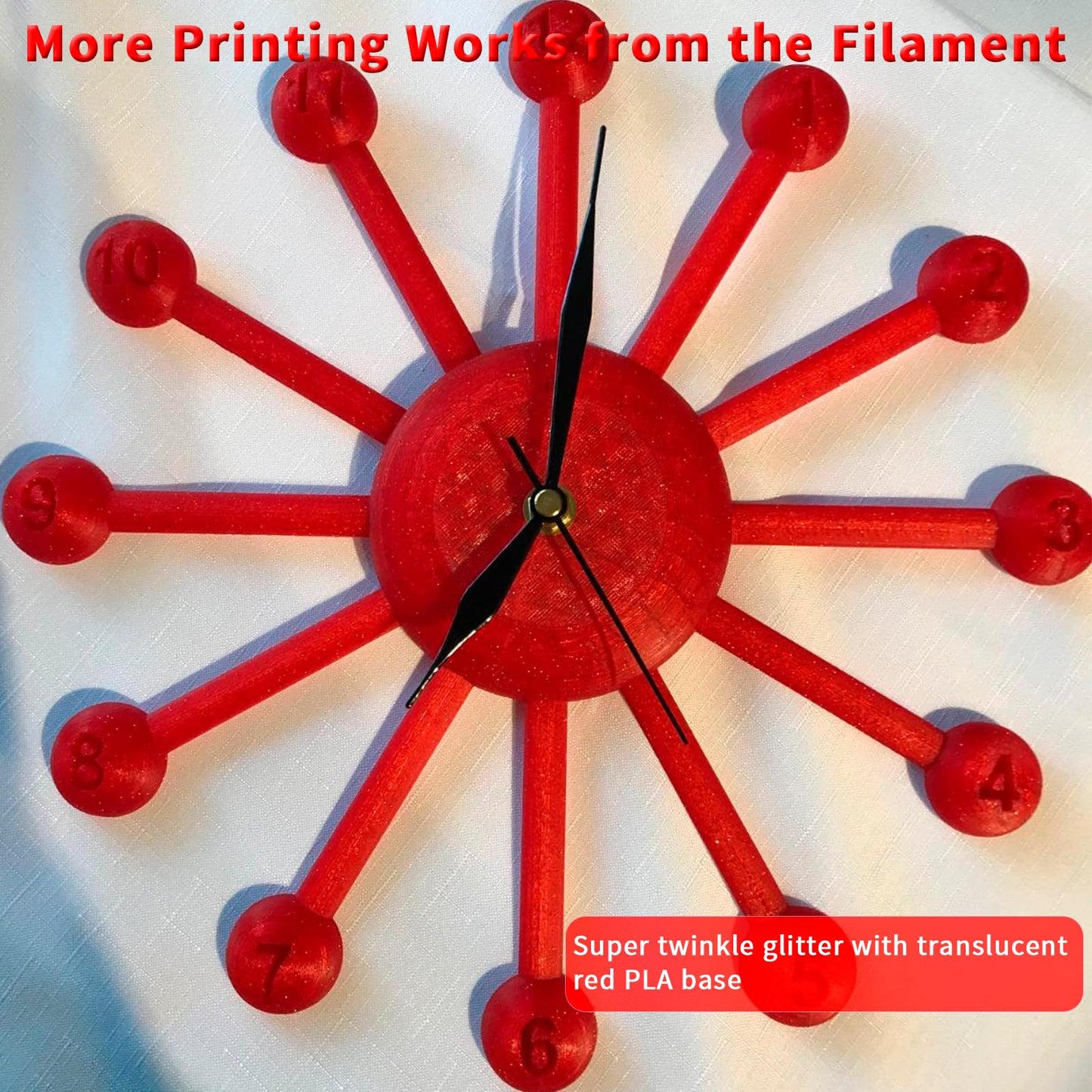 ZIRO Glitter PLA Filament 1.75mm, Semi-Transparent PLA Base, 3D Printer Filament Shiny Sparkle Material with Glitter, Twinkle Series 1KG Spool, fit Most FDM 3D Printers, Twinkling Red