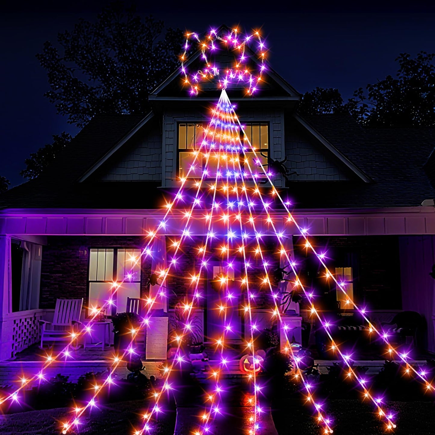 ZTX Halloween String Lights, 300 LEDs, 8 Modes, 16.4Ft, Purple Orange, Model E257148