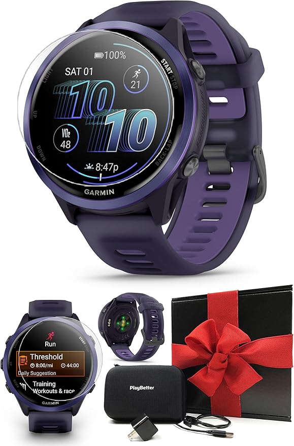 Garmin Forerunner 570 (47 mm, Indigo/Translucent Imperial Purple) Running GPS Smartwatch - AMOLED Display, Training - Gift...