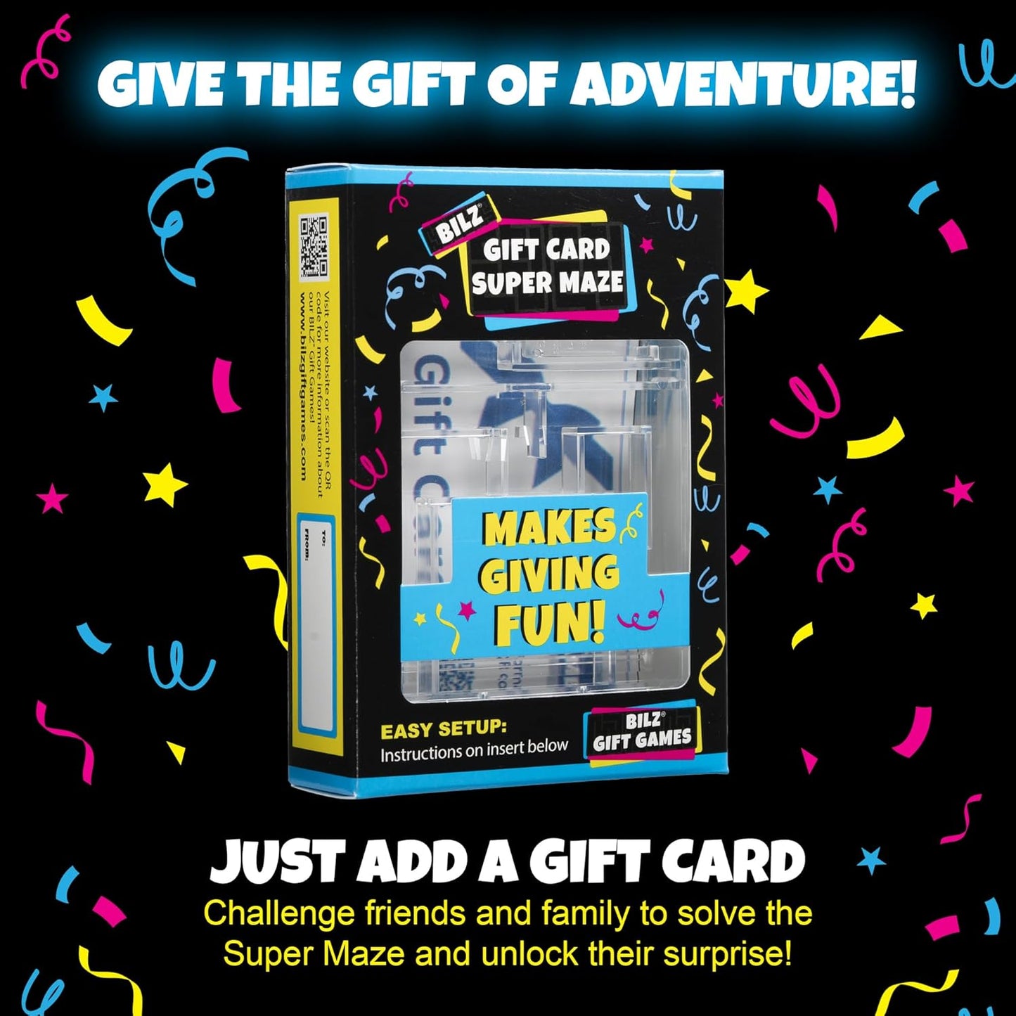 BILZ® Super Maze | Gift Card Puzzle Game for Ages 8+ | Made in USA | Easy Fun Setup | Fits Gift Cards, Cash (Folded), and Notes | Great for Graduations, Christmas, & Birthdays