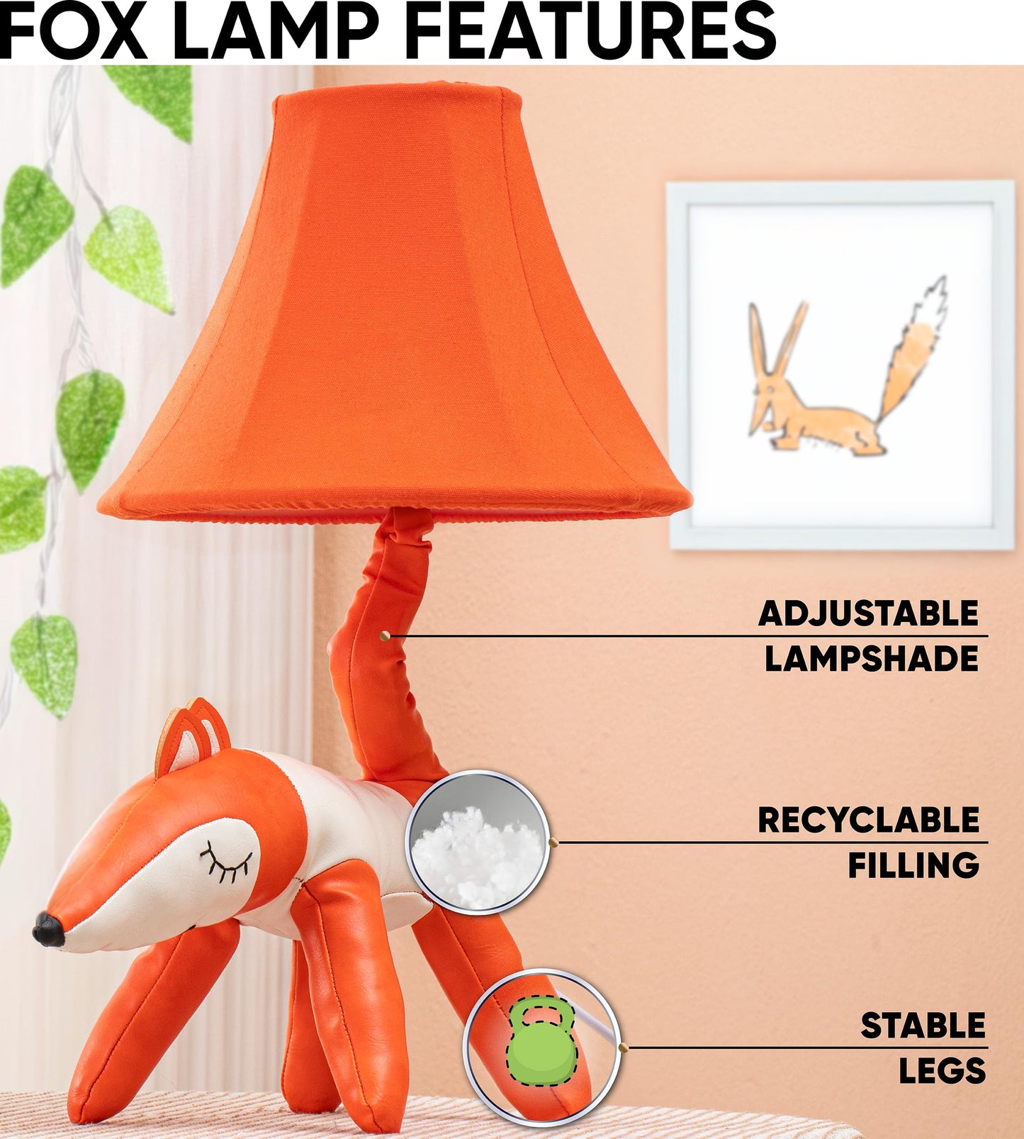 Fox Kids Lamp For Girls Bedroom - 20  Animal Lamp For Kids Room - Cute Christmas Gifts  Birthday Gifts For All Ages: Toddler Boys  Children  Grandkids 3 4 5 And Up Years Old  Sister Brother  Sibling