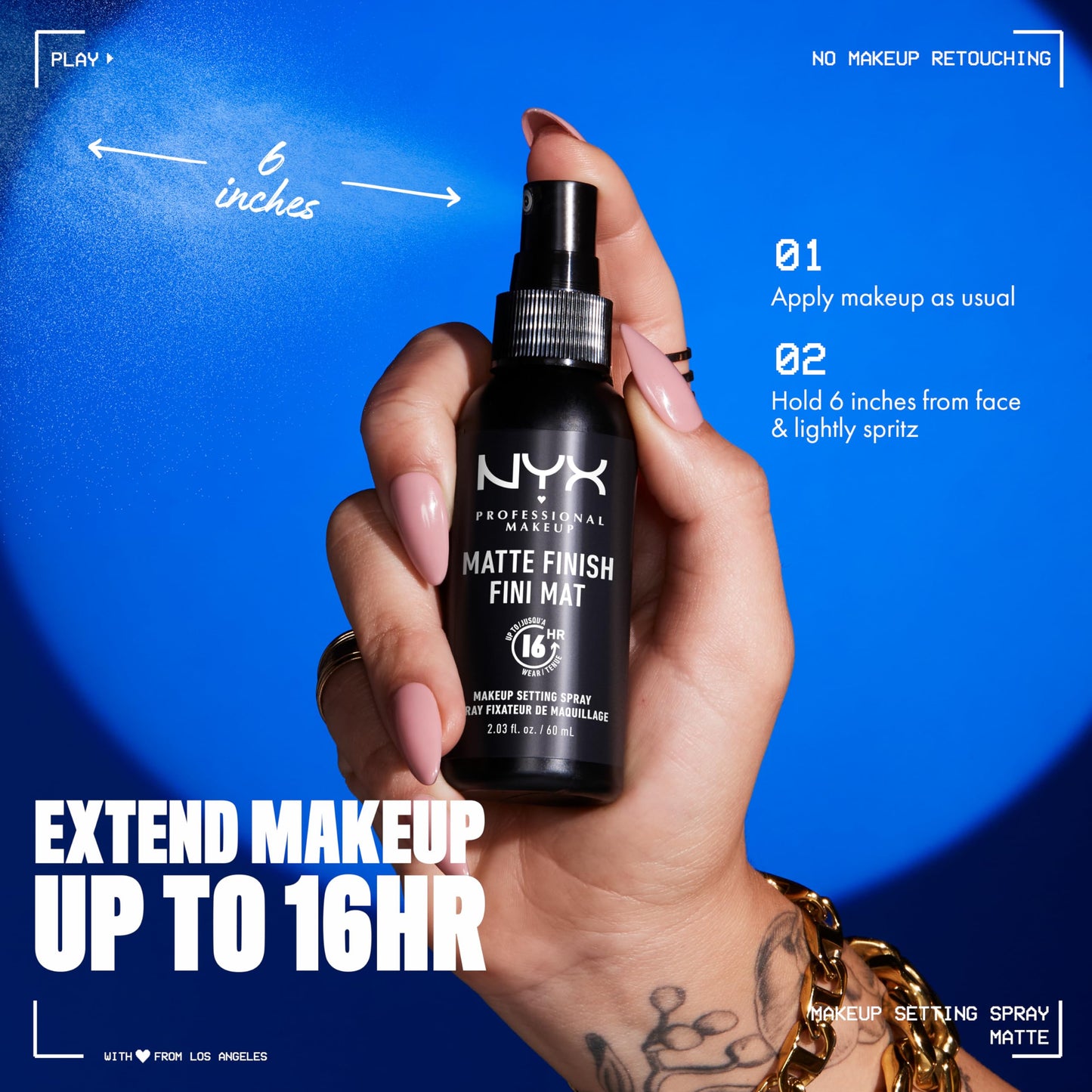 NYX PROFESSIONAL MAKEUP Makeup Setting Spray - Matte Finish, Long-Lasting Face Mist for up to 16HR Wear, Vegan Formula, JUMBO Si