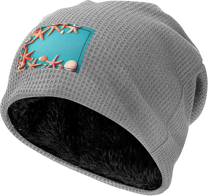 Ocean Beach Theme Print Lightweight Waffle Pullover Hat Men Women Winter Headwear Outdoor Camping Travel