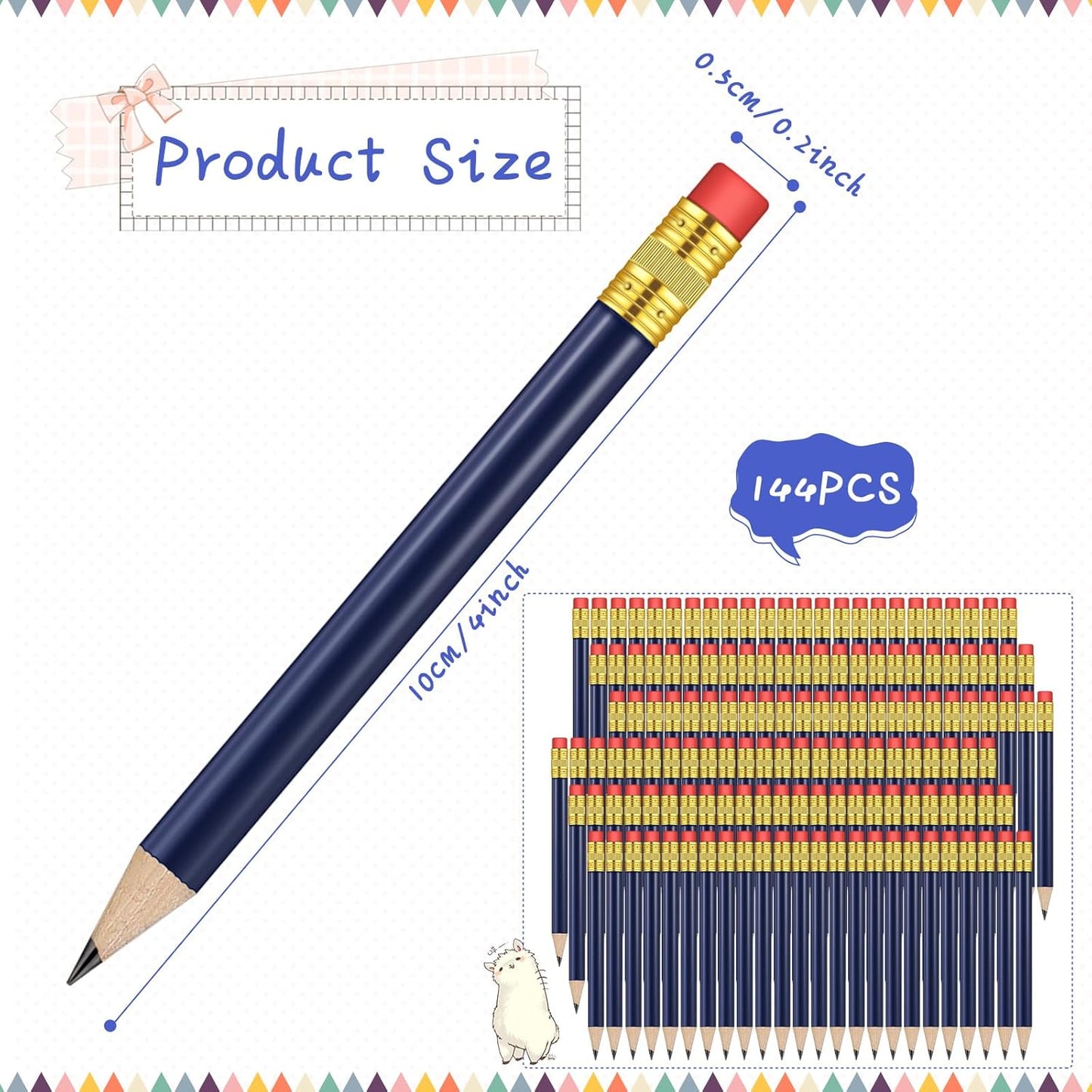 Outus 144 Pcs Mini Golf Pencils Bulk Half Pencils with Eraser #2 HB Pre Sharpened for Party Favors Office Supplies 4 Inch(Dark Blue)