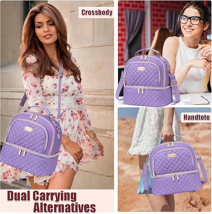 Lunch Bag for Women,Dual Compartment Lunch Box for Womens, Insulated Lunchbag Leakproof Lunch Tote Lunch Cooler Bag for Women Men,Lunchbox with Adjustable Strap for Work Picnic Beach
