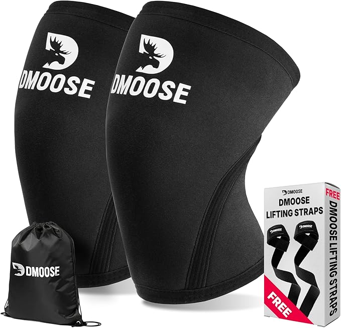 DMoose Fitness Knee Sleeves for Weightlifting (Pair) 78” Knee Wraps for Joint Support, Squats & Powerlifting - Gym Brace S...