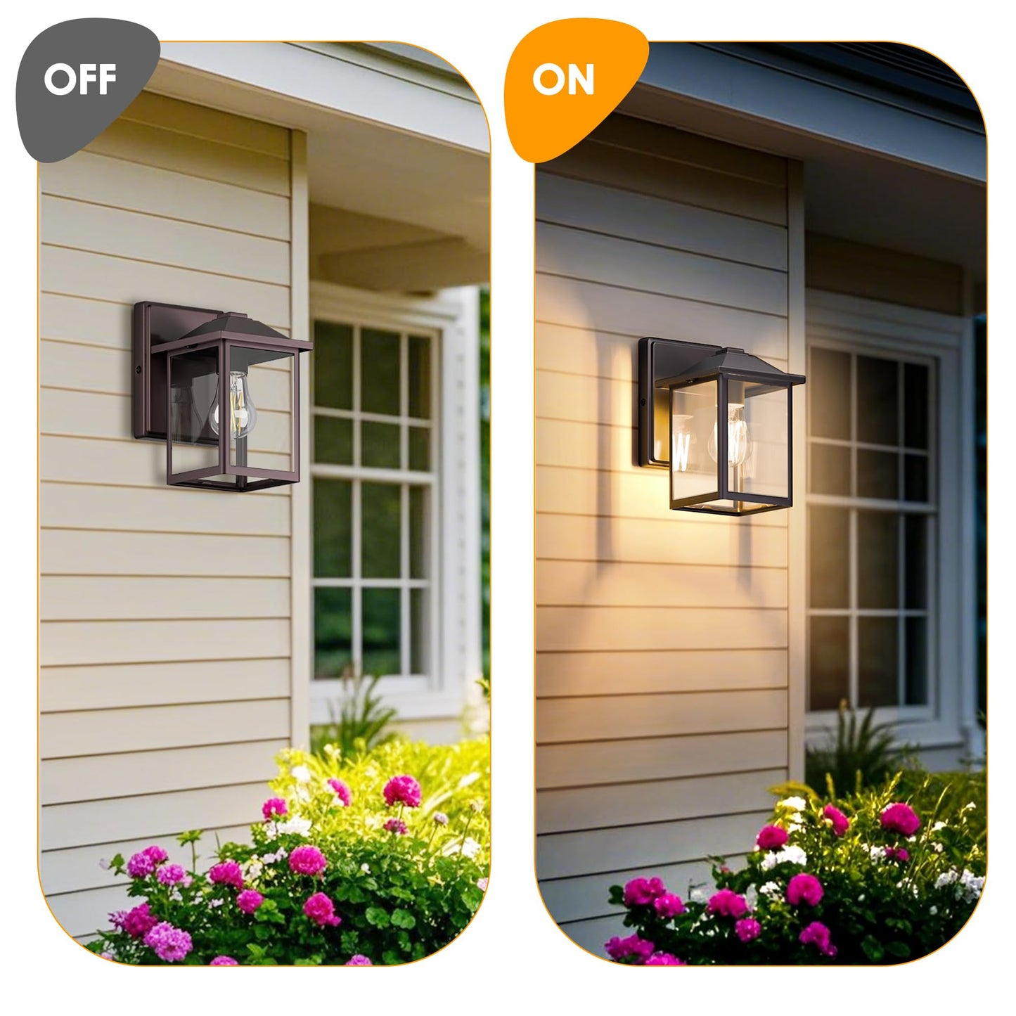 Matameye Outdoor Wall Lantern  Exterior Waterproof Wall Sconce Light Fixture  Dark Chocolate Front Door Mounted Lighting With Glass  Anti-Rust Porch Lamp