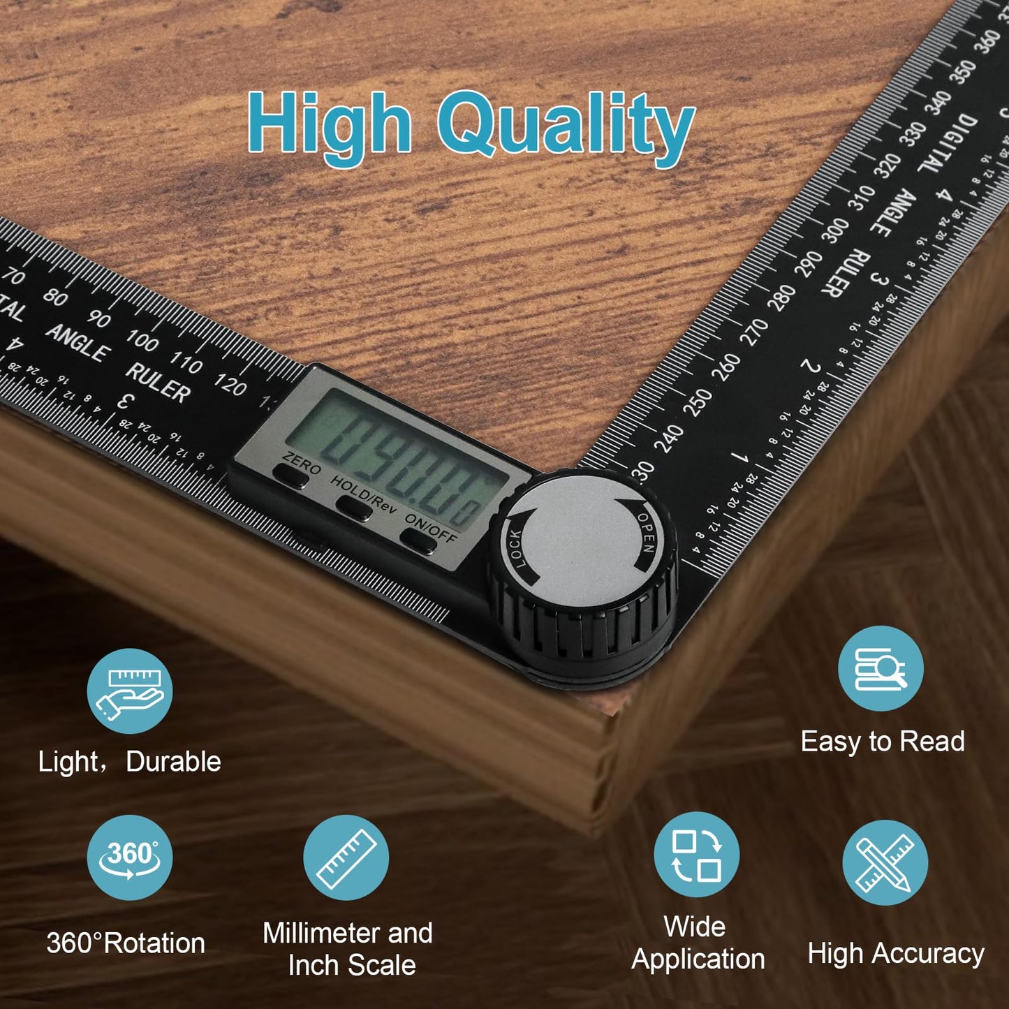 Third Generation Protractor Angle Finder, Digital Angle Ruler with 7inch/200mm, Angle Gauge for Woodworking/Carpenter/Construction Tools(2 Batteries Included) (Enhanced ABS)