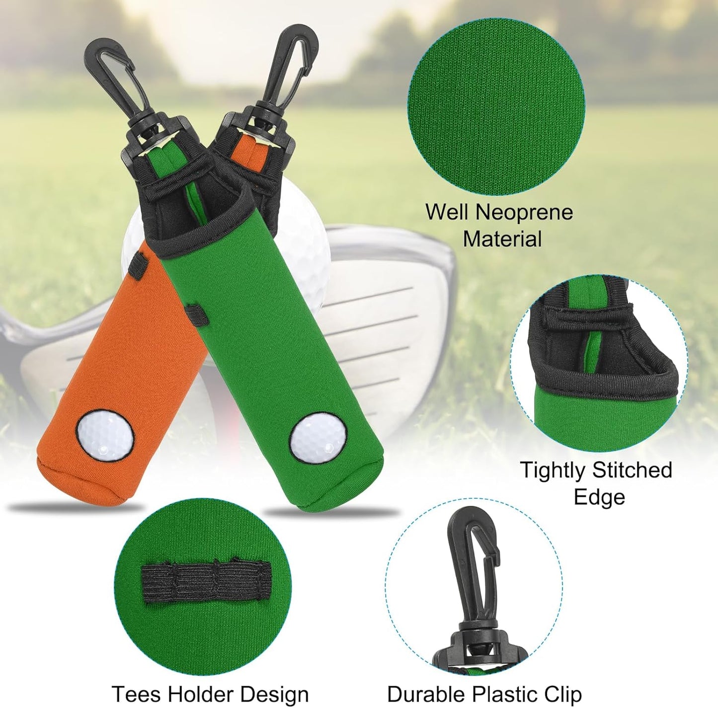 PATIKIL Golf Ball Carry Bag Golf Tee Holder Pouch Portable Neoprene Golf Ball Holder with Clip for Men and Women