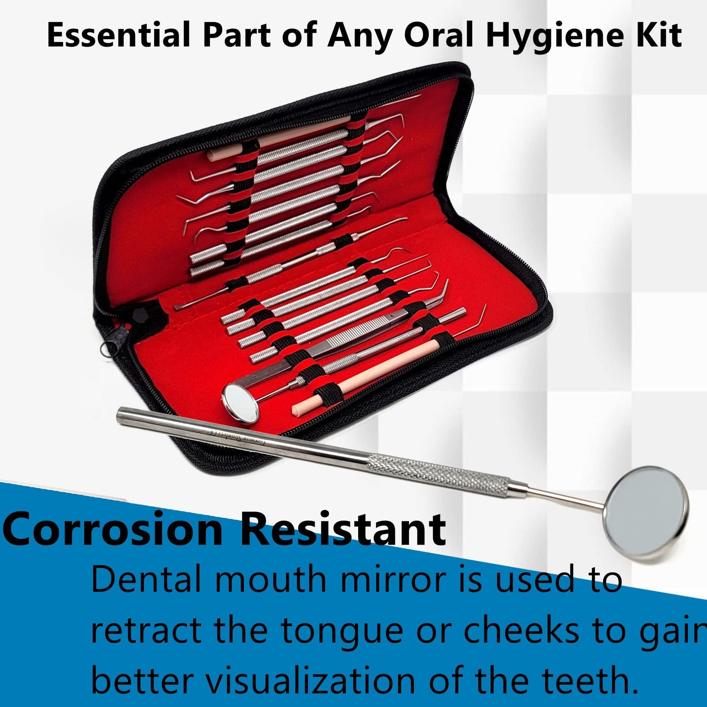 Dental Mouth Teeth Inspection Mirror #5 with Stainless Handle, Cone Socket, Total Length 6.5"