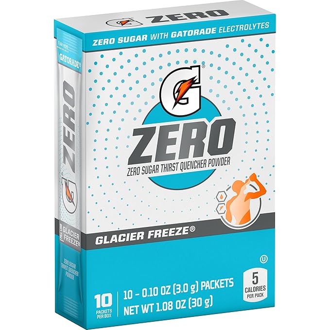 Gatorade - Sports Drinks G Zero Powder Packets Glacier Freeze, 0.10 Ounce(Pack of 10)
