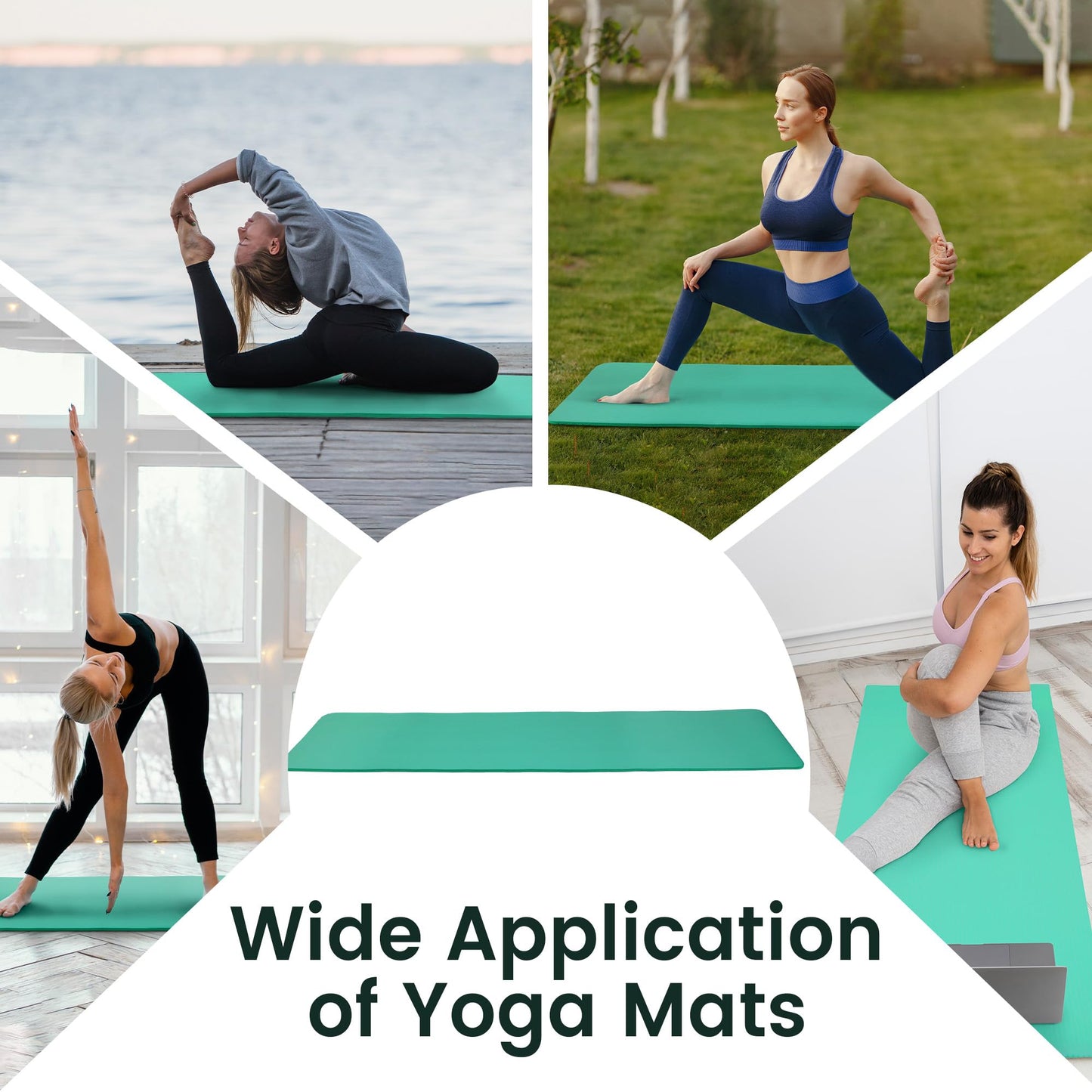 Fitvids 1/2-Inch Thick High Density Foam Exercise Yoga Mat with Carrying Strap, For Cushioning The Body Against Hard Floors, Aqua