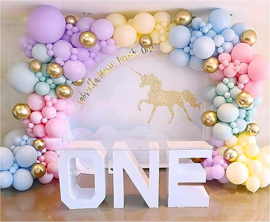 Rainbow Balloon Garland Arch Kit 171PCS Latex Balloon Pastel Balloon Garland Kit Macaron Colors 5,10,12,18 Inch Birthday B...