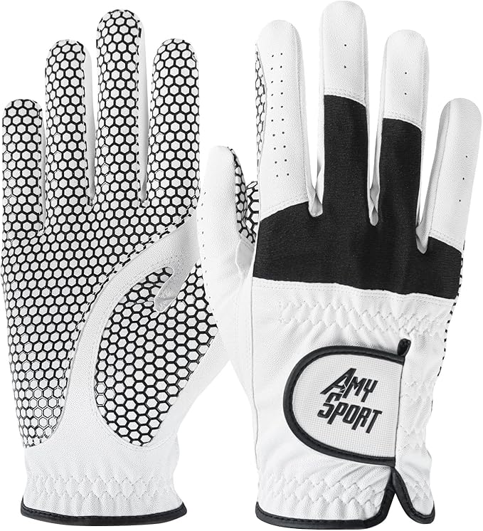 Amy Sport Upgraded Grip Golf Gloves Men Value 2 Pack for Left Right Handed Golfers, Anti Slip All Weather Comfortable Glov...
