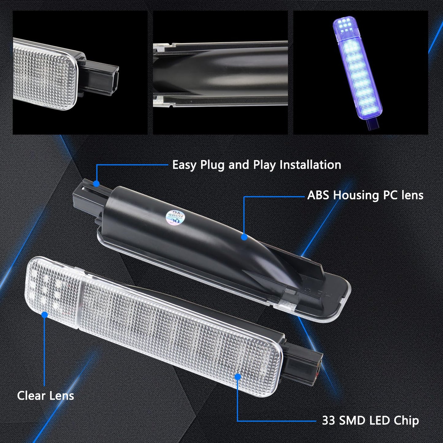 Afeisol Led Side Door Panel Lights Courtesy Light Fit For Chevy Sierra Gmc C/K  Yukon Silverado 1500 2500 3500 Avalanche  Suburban  Hum-Mer H2 4Pcs Car Interior Doors Panel Lighting Blue