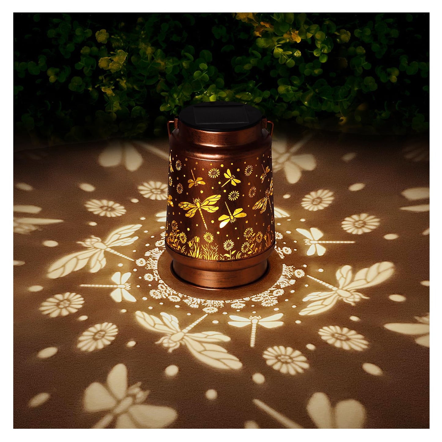 2 Pack Dragonfly Solar Lanterns Outdoor Waterproof Rose Garden Decor Gifts For Women Mom Grandma Hanging Solar Lights Metal Lantern Decoration Outside For Yard Patio Backyard Porch