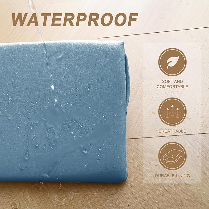 WdFour Bed Wedge Pillow, Close Off Headboard, Wall and Mattress Gap. Incline, Slanted Sweat-Proof Pillow for Neck and Back Pain Relief Anti-snoring for Comfortable Sleeping.(Smoky Blue,54Wx10Dx6H)