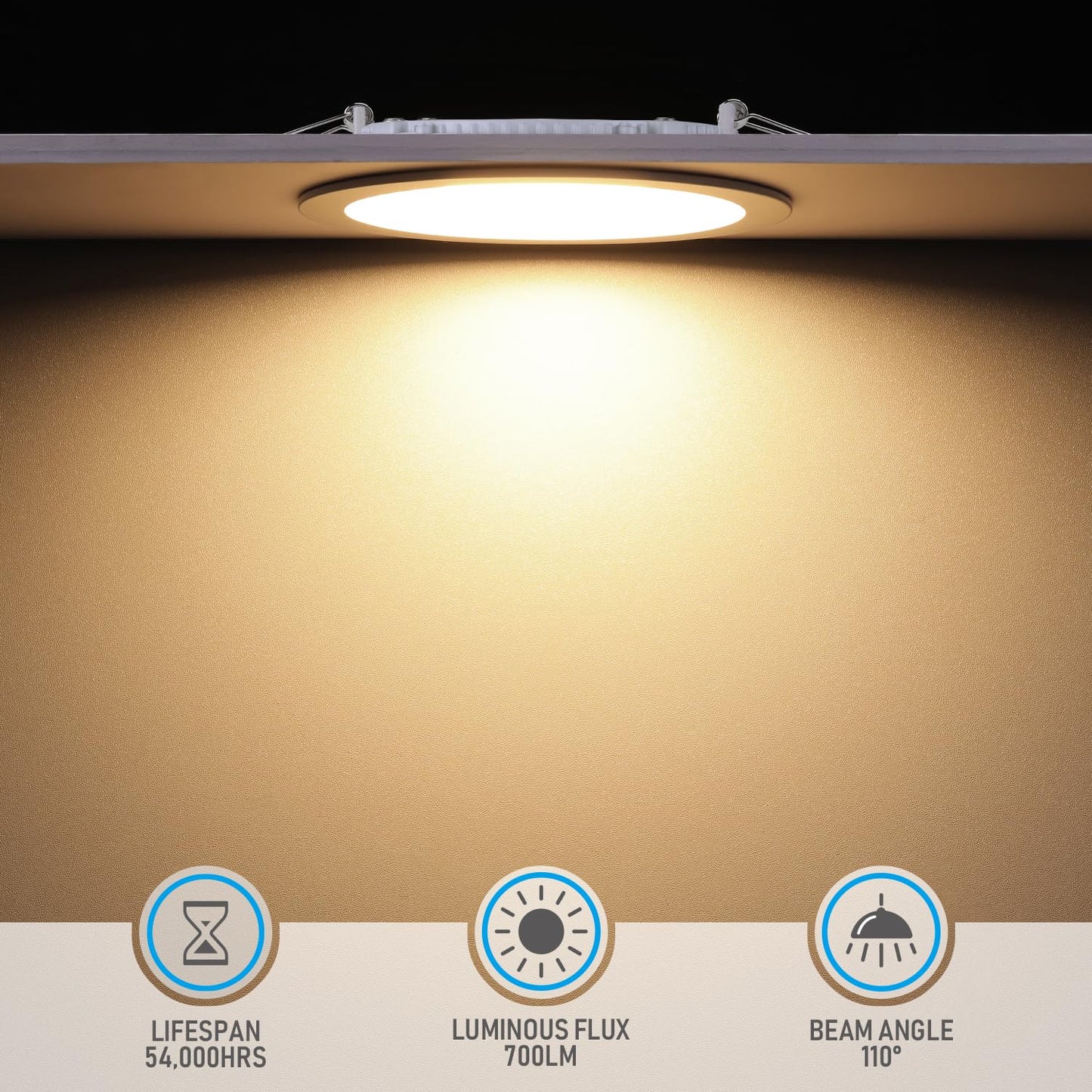 TORCHSTAR 4 Inch Ultra-Thin LED Recessed Lighting, 10W Dimmable, 700lm, Warm White (3000K), Aluminum, Model R2-SJ1