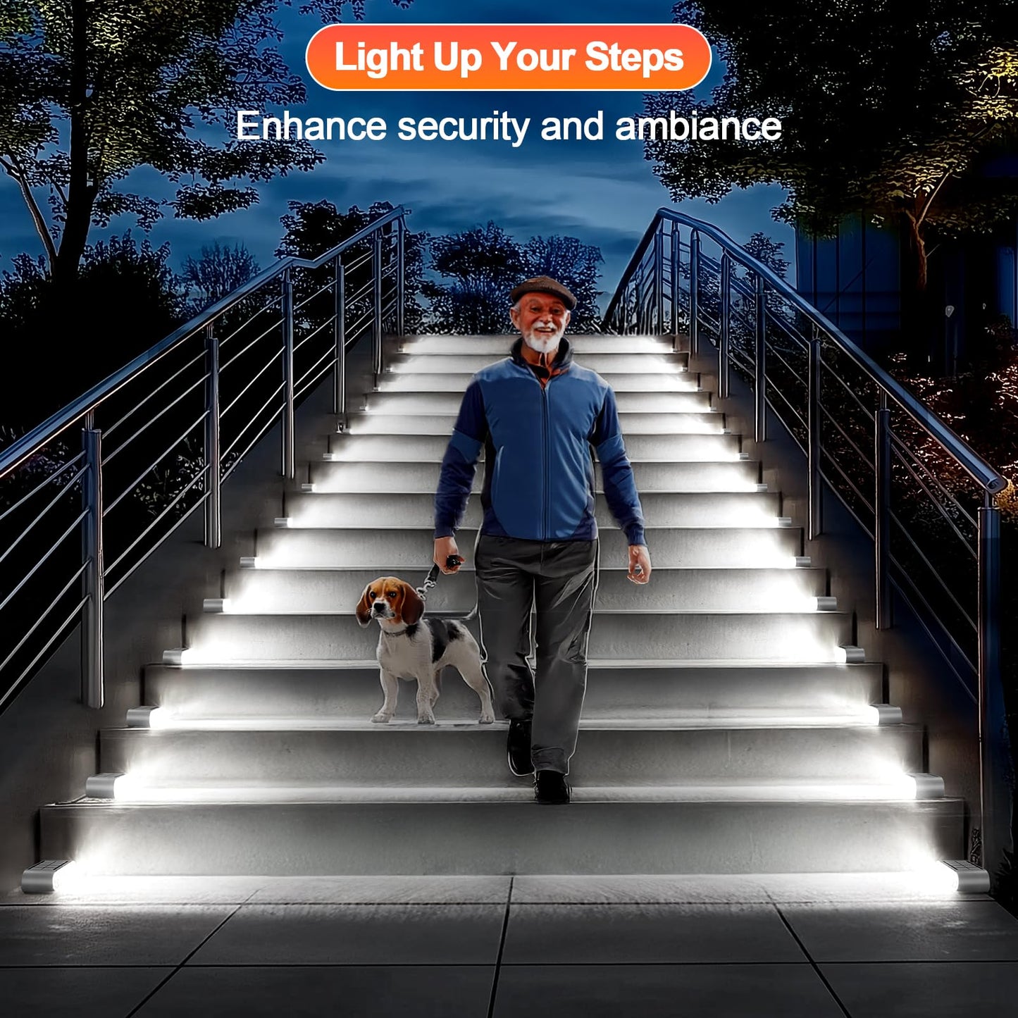 Xillumi Core Solar Step Lights For Outside  8-Pack Stair Light Outdoor Waterproof Ip67  14 Led Cool White Light Solar Powered Lighting For Steps  Stairs  Deck  Patio  Walkway  Front Porch Decor