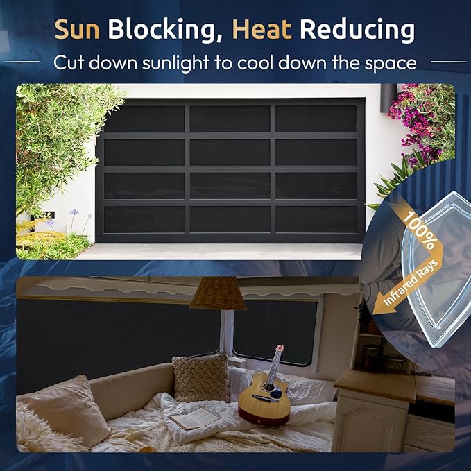 rabbitgoo Blackout Window Privacy Film with Tools Glass Bathroom Static Cling Sun Heat Blocking Light Darkening Removable Coverings for Home Bedroom Door UV Protection Sticker, 35.4 x 78.7 inches