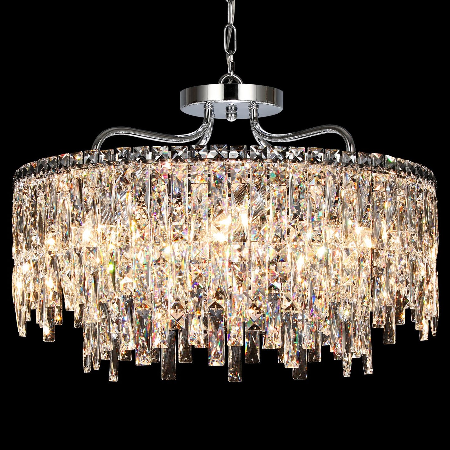 Nisidun stylish Crystal Chandelier  24 Modern Round Dining Room Chandeliers Over Table 8 Lights Chrome Ceiling Pendant Ceiling Lighting For Living Room Bedroom Entryway Foyer Staircase