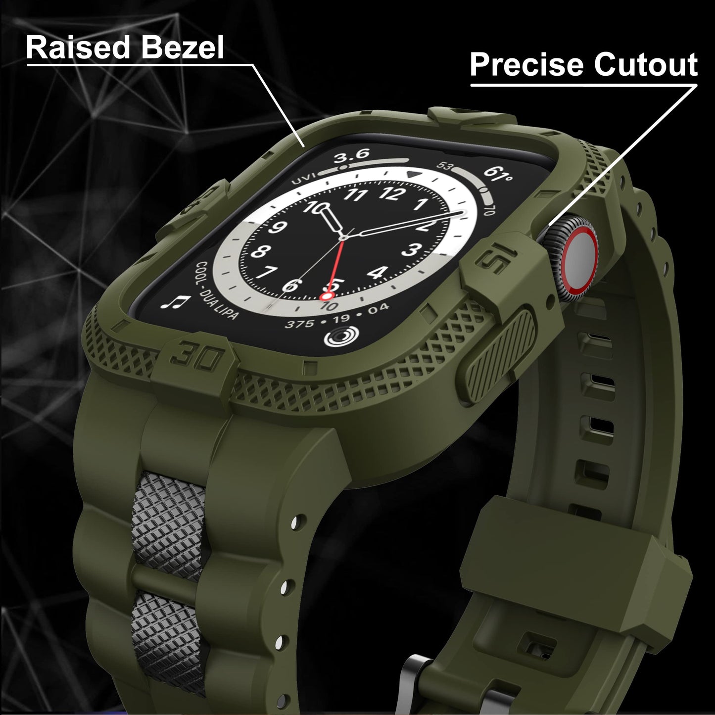 Gelishi Bands Compatible For Apple Watch Band 45Mm 44Mm 42Mm, Men Sport Rugged Band With Protective Case For Watch Series 9 8 7/