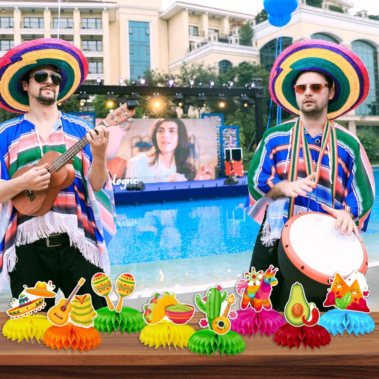 8Pcs Cinco De Mayo Party Honeycomb Centerpiece Decorations Cinco De Mayo Birthday Supplies Fiesta Party Decorations for Baby Shower Birthday Table Supplies