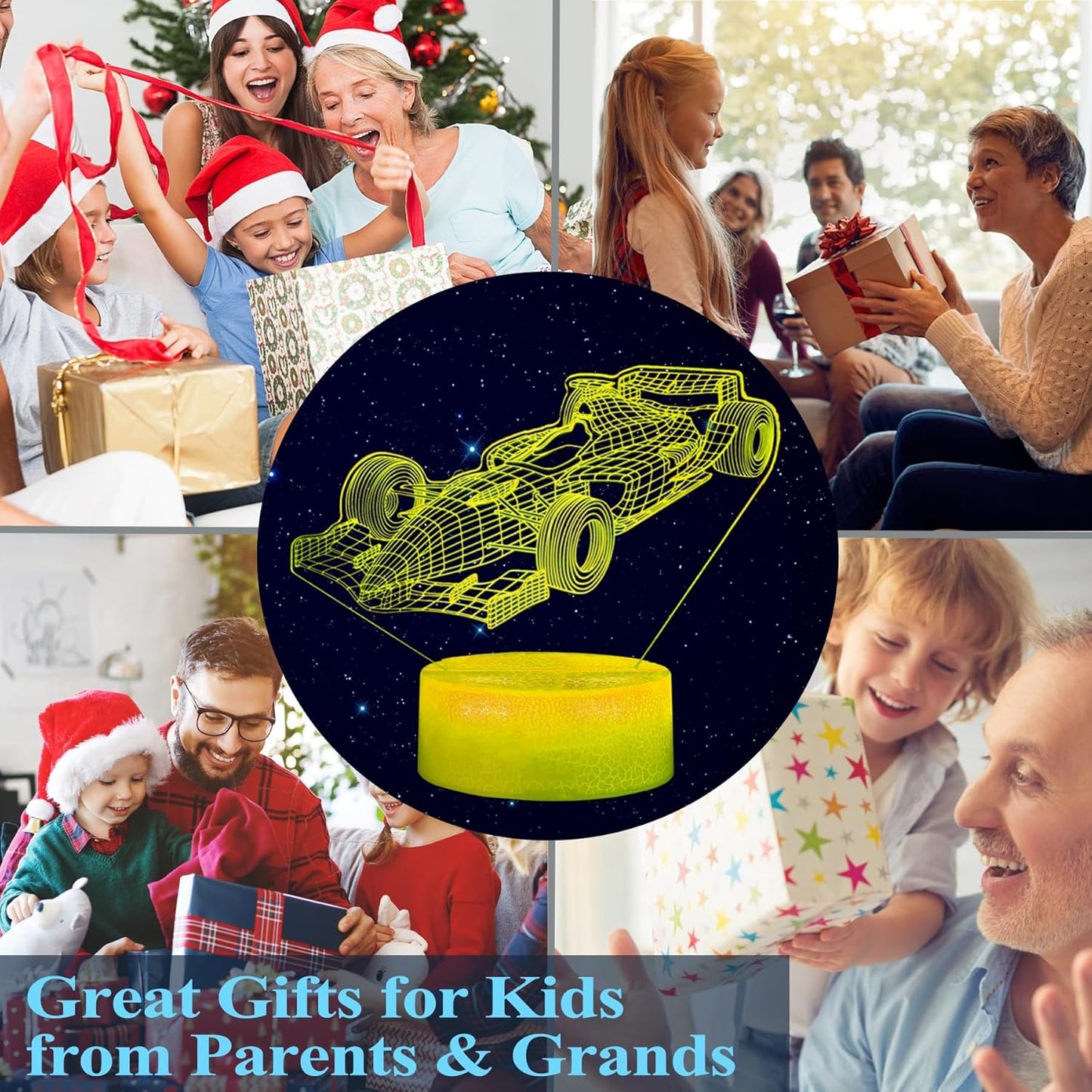 F1 Car Gifts for Boy, Formula One Night Light with Remote Control, 16 Colors Changing, RGB Flashing Mode and Dimmable, Sport Race Car Gifts for Boys Christmas Decor