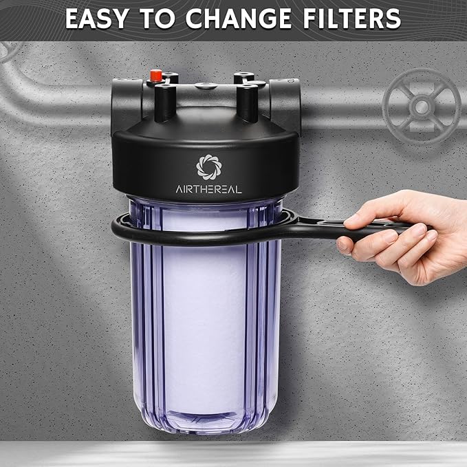 Airthereal 10" x 4.5" Whole House PP Sediment Water Filter, 5 Micron 10-inch Water Filter Replacement Cartridge for City and Well Water, 4-Pack