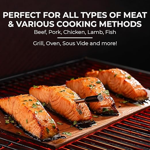 Grill Tech Smart Bluetooth Meat Thermometer Wireless Meat Thermometer for Grilling and Smoking, Precision Accuracy, 950ft Range, USB-C Rechargeable Case, Grill Tech App for Grilling