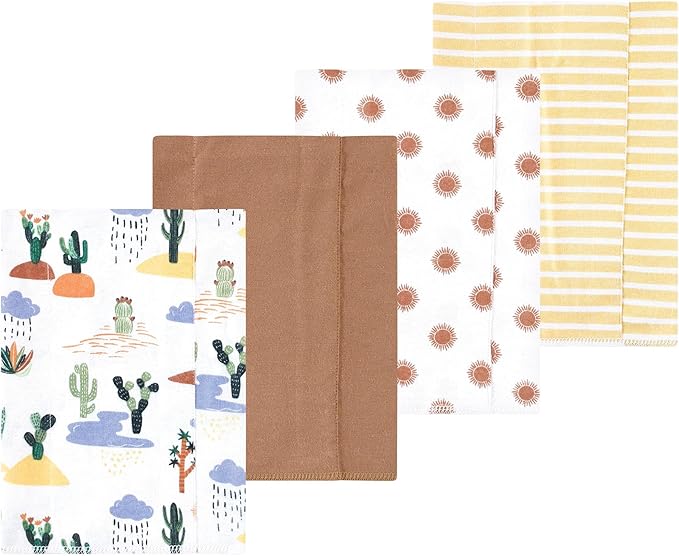 Luvable Friends Hudson Baby Flannel Burp Cloths 4pk, Desert Trail