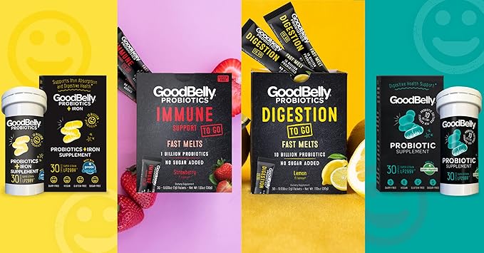 GoodBelly Probiotic Capsules for Digestive Health | Vegan Probiotic Supplement with 10 Billion Live Cultures | Probiotics for Women & Men | 30 Capsules