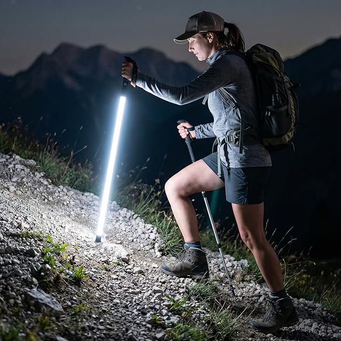 Walking Stick with LED Light for Night Climb, Recharged Glowing Travel Trekking Pole IP67 Waterproof Hiking Poles, Portabl...
