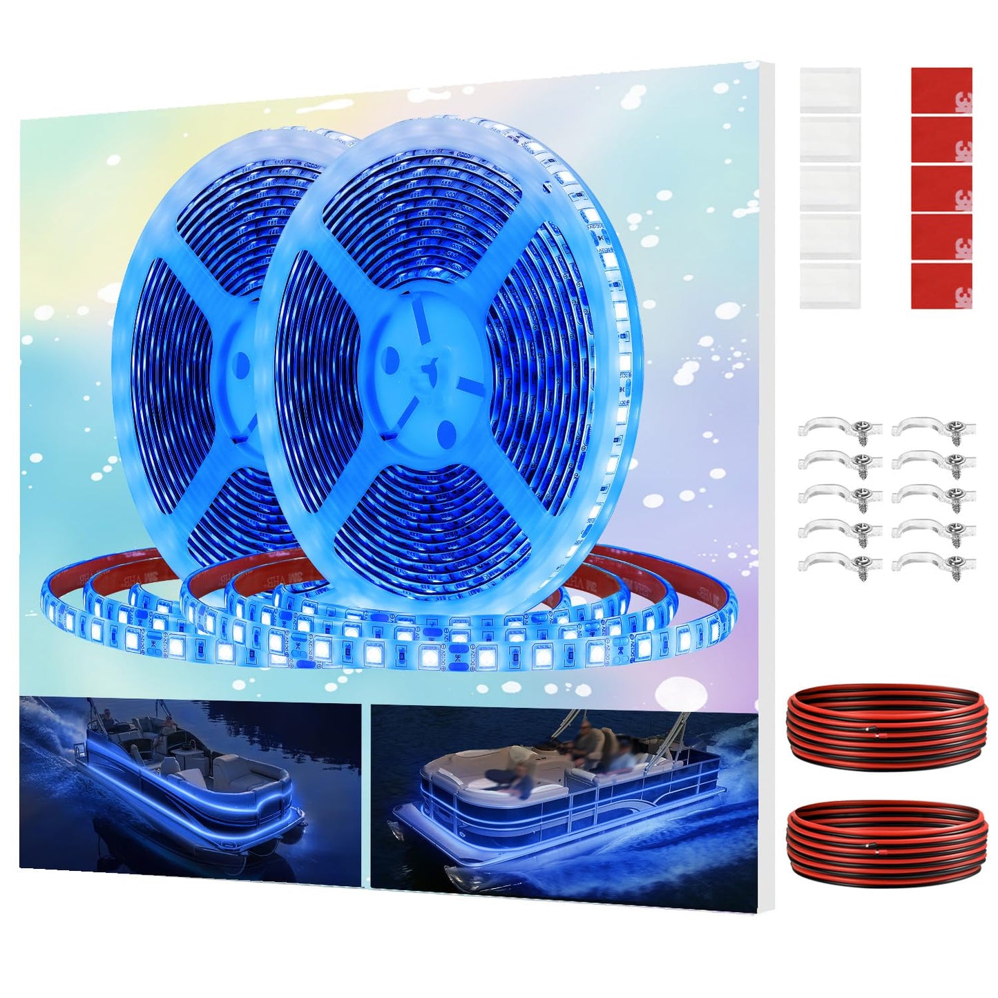 Vbakor Pontoon Boat Led Strip Lights  12V 32.8Ft Blue Waterproof Marine Led Light Boat Interior Light  Boats Deck Hull  nel Lighting  Night Fishing Lights For Bass  Jon  No Battery