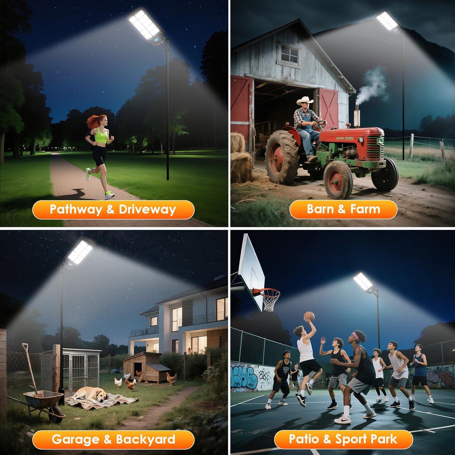 Ziziwin 12000W Solar Street Lights Outdoor Waterproof  Large Solar Parking Lot Lights Dusk To Dawn With Remote Control And Motion Sensor  Pole Or Wall Mounted  For Outside Yard Garage Barn Driveway
