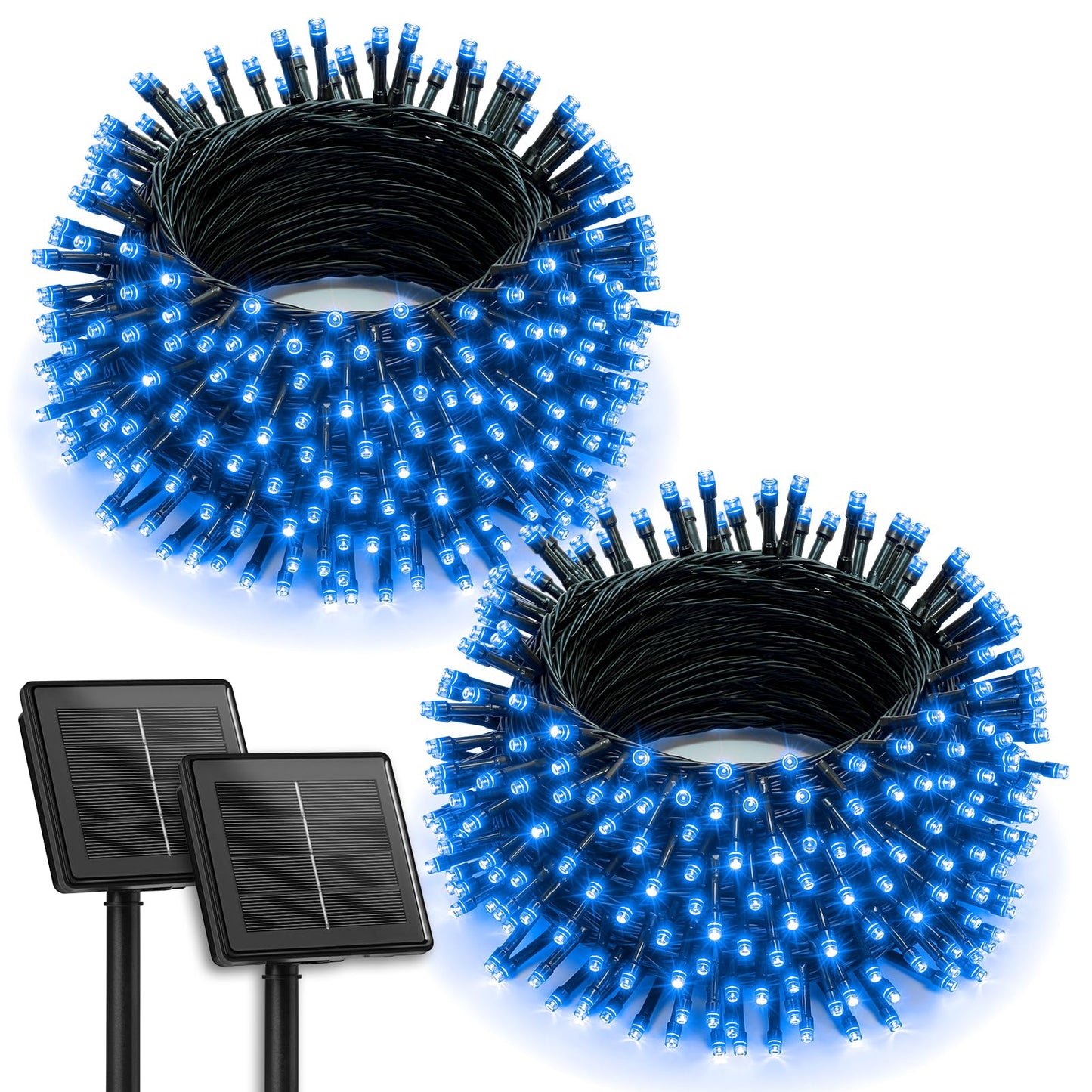 Brightown 2 Pack Solar String Lights Outdoor  Total 144Ft 400 Led Twinkle Fairy Lights Waterproof With 8 Modes Auto On/Off For Patio Tree Garden Party Home Wedding Christmas Decorations (Blue)