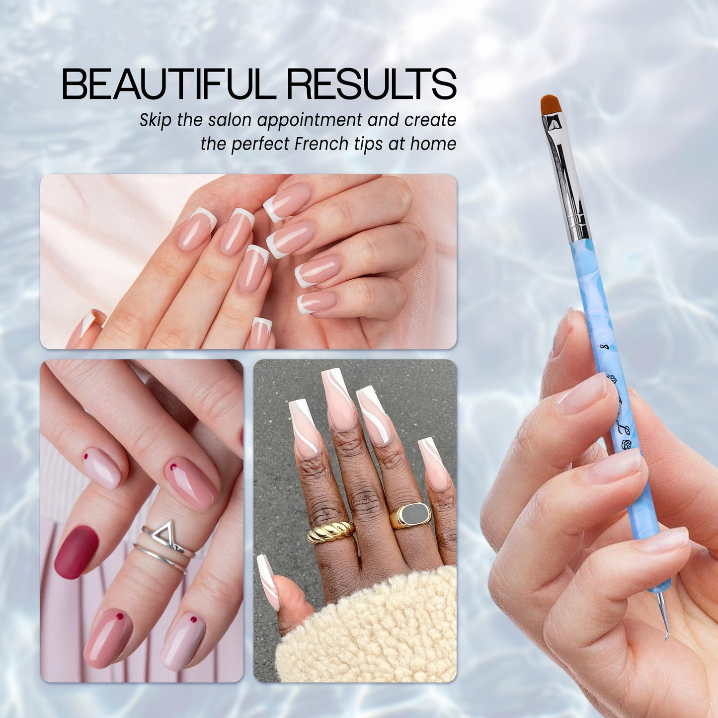 Ivy L 2- Way French Gel Acrylic Nail Art Kolinsky Brush with Dotting Tool for Professional Manicure Cuticle Clean up Nail Art De
