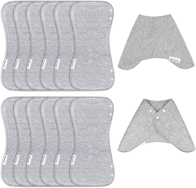 Baby Burp Cloths & Baby Bibs 2-in-1 Design Large Size 3 Layers Thicken Cotton Super Absorbent and Soft Baby Spit Up Burping Rags Baby Burp Cloth Set for Boys and Girls Solid 12 Pack