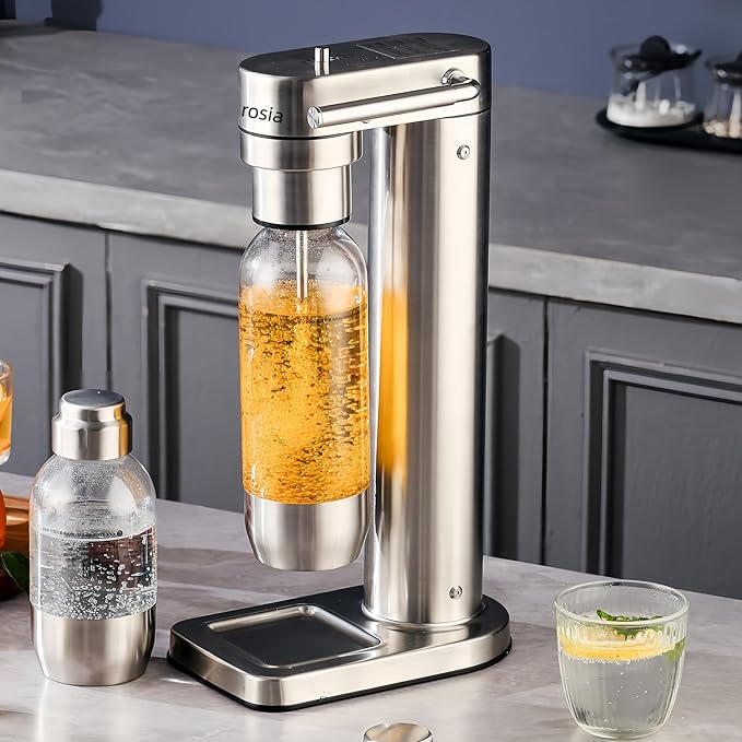 Sparkling Water Maker - 304 Stainless Steel Soda Maker, Carbonates Any Drink, Carbonator Machine with BPA Free Bottles(1L+0.5L) (CO2 Carbonator NOT Included)