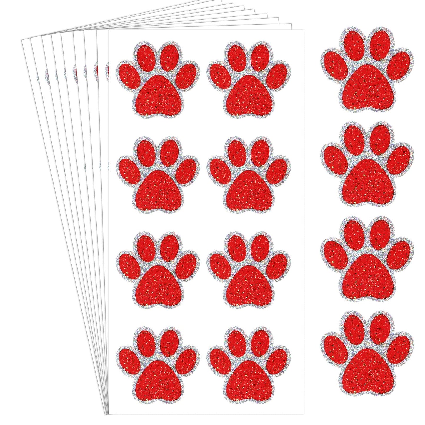 Blulu 25 Sheets 200 Pcs Paw Print Tattoos Temporary Dog Paw Glitter Tattoo Sticker Sparkly Small Stickers Removable Dog Stickers