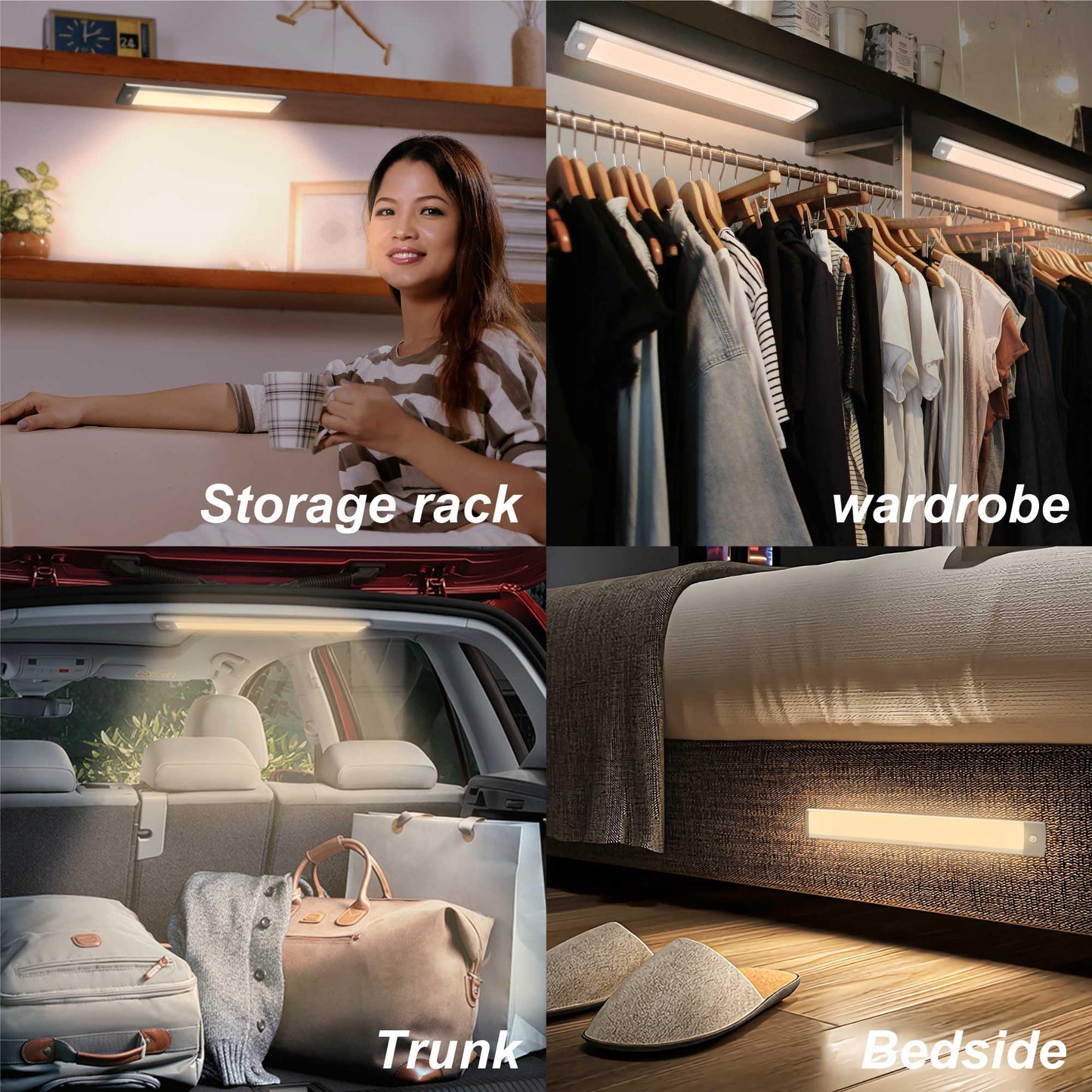 Lepotec 54 Led Under Cabinet Light, Rechargeable Wireless Motion Sensor, Ultra Thin Design, Silver-White, 12.5 (2 Pack)